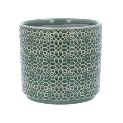 Green Tile Design Stoneware Pot -Image courtesy of Gisela Graham