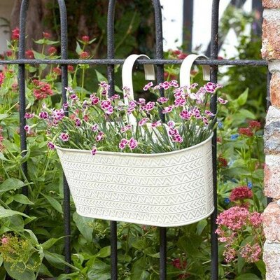 12" Fence & Balcony Hanging Planter - Aztec - Ivory