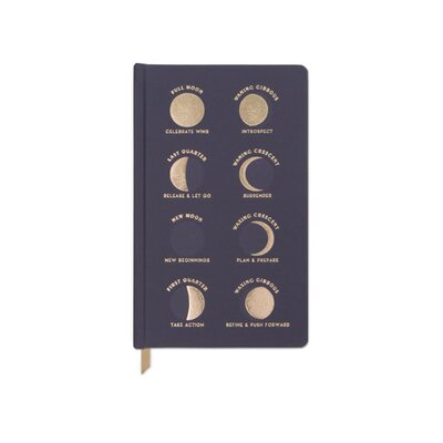 Bookcloth Hardcover Journal  Navy  Moon Phases