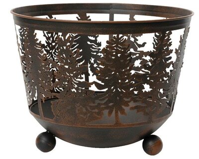 Brown antique firepit with tree cutout