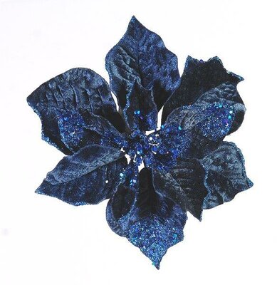 Cobalt Velvet poinsetia with clip