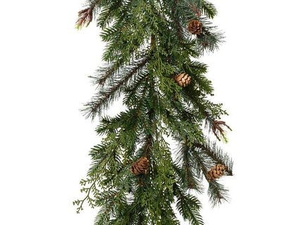 Cypress garland with 10 pine-cones