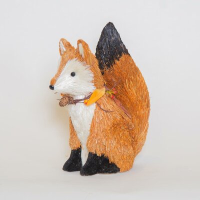 Fox sitting with floral bow (25 x 19 cm)