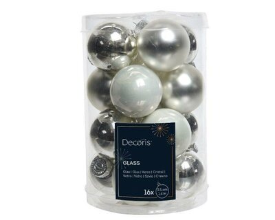 Glass Bauble white/silver mix - image 1