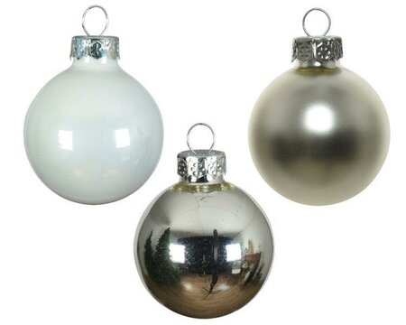 Glass Bauble white/silver mix - image 2