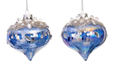 Glass blue onion bauble