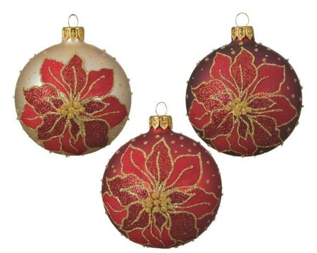 Glass poinsettia bauble