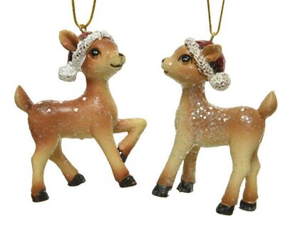 Glitter Deer with santa hat