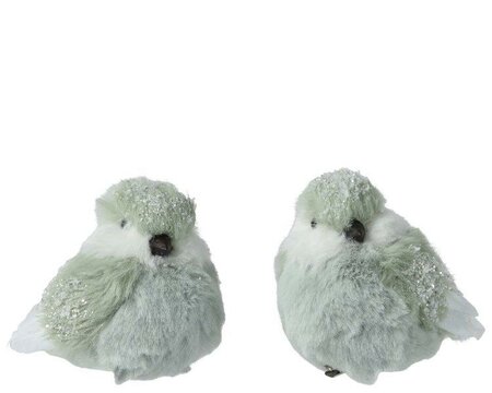 Green bird with fur, clip on