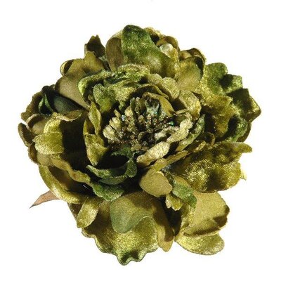 Green peony flower with clip