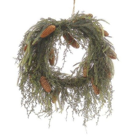 Green wreath with pinecones