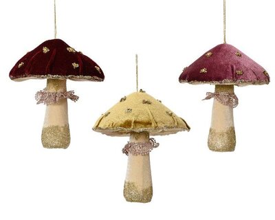 Hanging Velvet mushroom with glitter