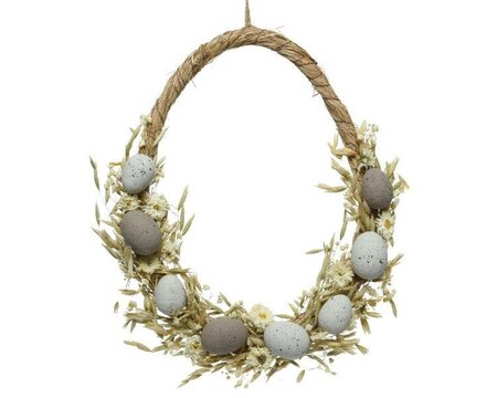 Hanging Wreath with eggs, dried flowers