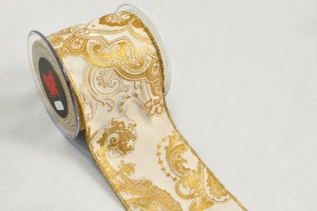 Ivory gold brokar ribbon