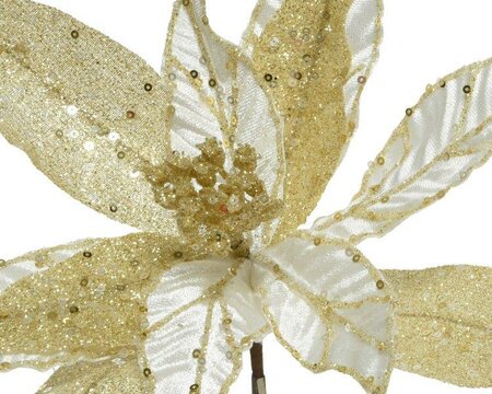 Ivory/Gold Flower pick with sequins - image 2