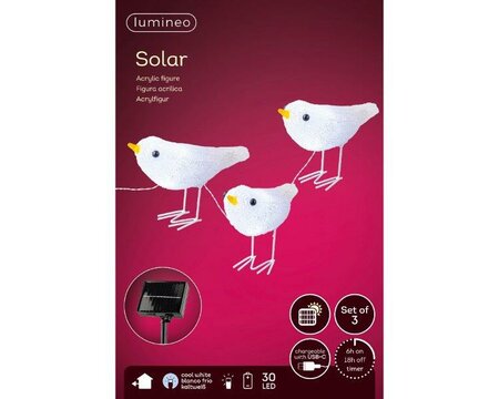 LED 3 acrylic birds with twinkle effect, solar - image 2