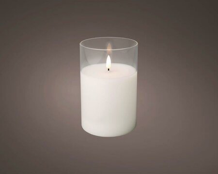 LED wick candle glass (clear; warm white)