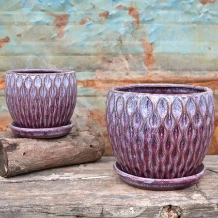 Maze pot & saucer: Fallen Purple - Image courtesy of Dunne & Dineen