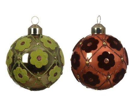 Mint/Cider Bauble with velvet flowers - image 2