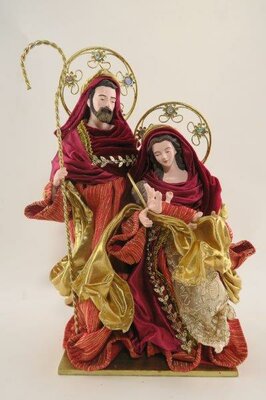 Polyresin burgundy & gold holy family