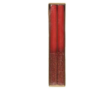 Red dinner candle with glitter - image 1