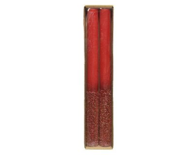 Red dinner candle with glitter - image 1