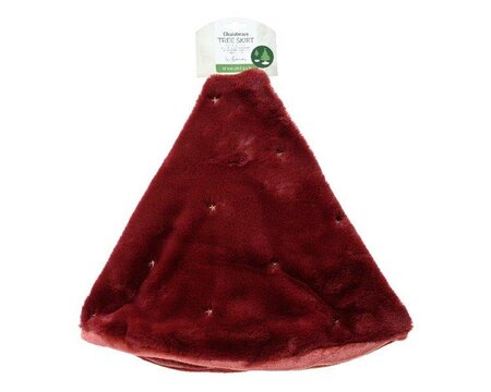 Red fur Tree skirt with stars