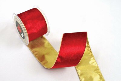 Red gold velvet ribbon