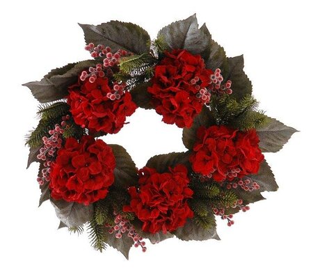 Red hydrangea wreath