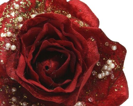 Red Rose rose on clip with  pearls - image 2