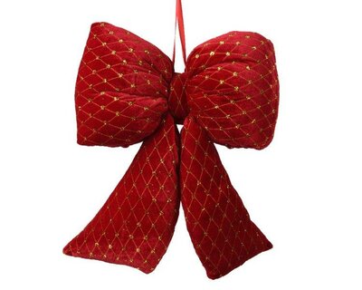 Red velvet Bow with gold spangles