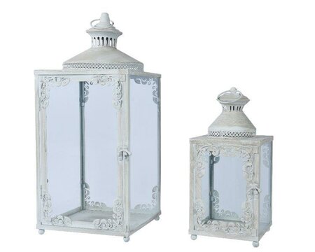 Small cream antique metal lantern