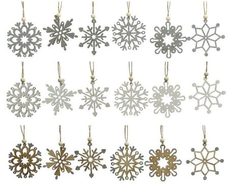 Snowflake in  plywood with glitter - image 1