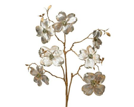 Spray with dogwood flower on gold stem