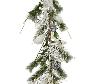 White frosted decorated garland