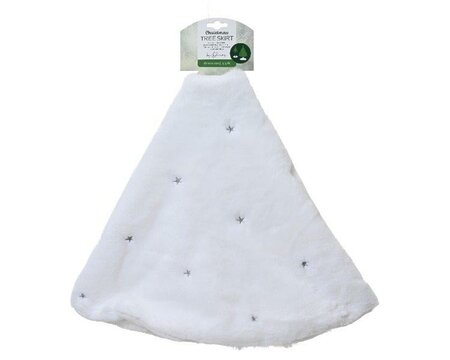 White fur Tree skirt with stars