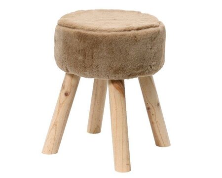 Wooden Stool with sand fur seat